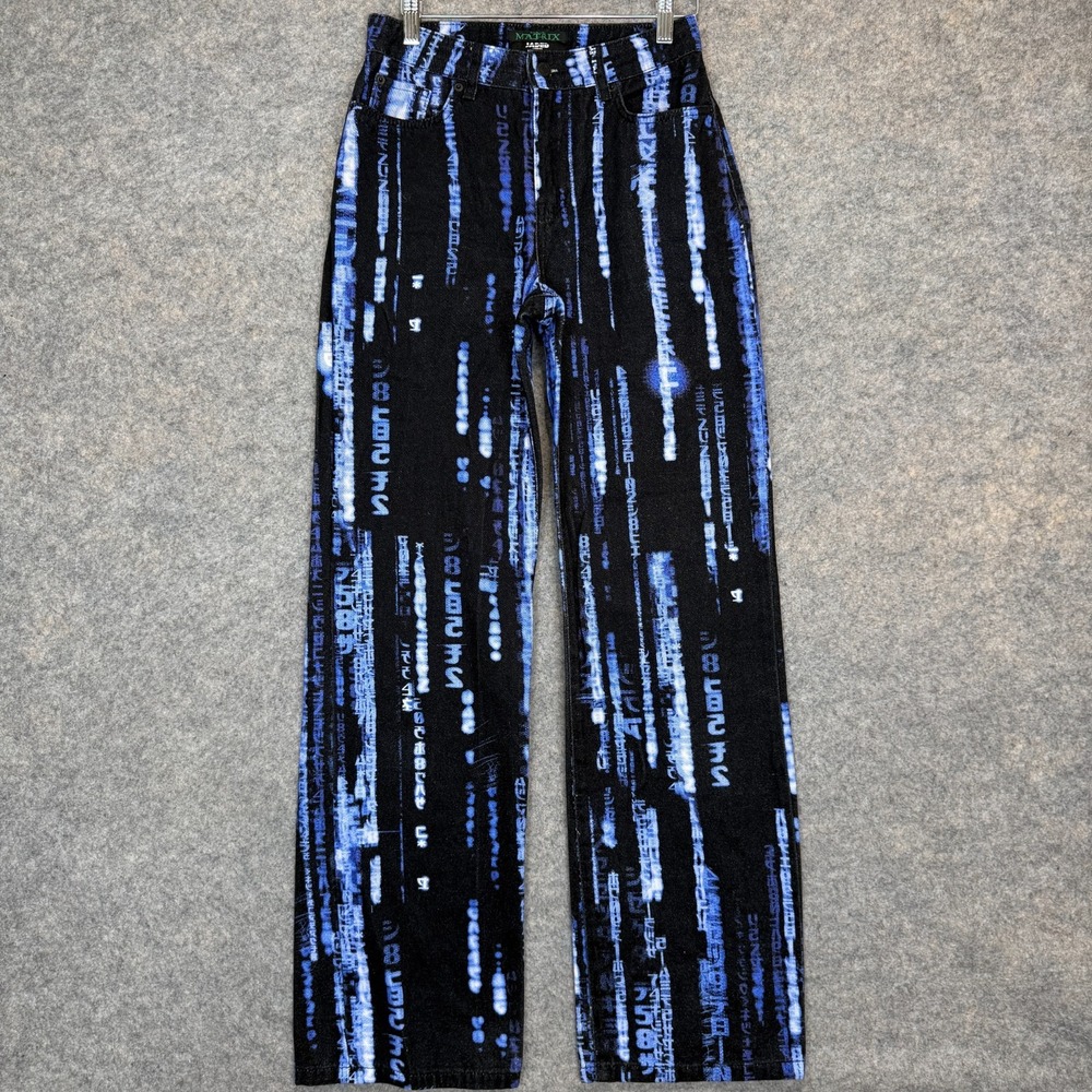 Jaded London x Matrix Jeans Womens 26 Straight Fit Digital Encryption Print Pant